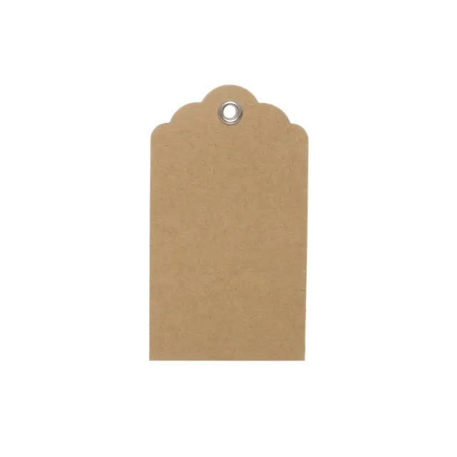 Hanging Gift Tags Scallop Kraft Brown Pack 20 (5x9cmH)