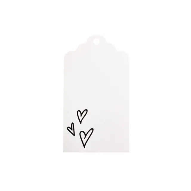 Hanging Gift Tags Scallop Hearts White Pack 20 (9Lx5W)cm)