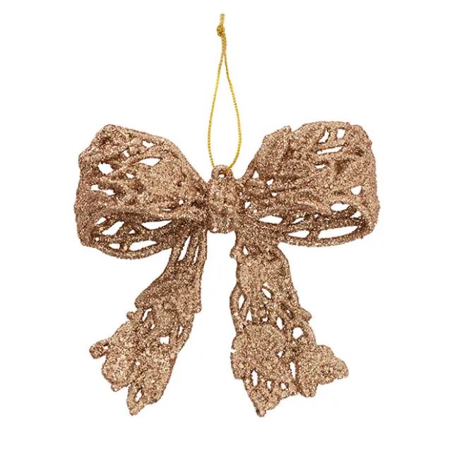 Hanging Glitter Bow Pack 2 Rose Gold (10x11cmH)