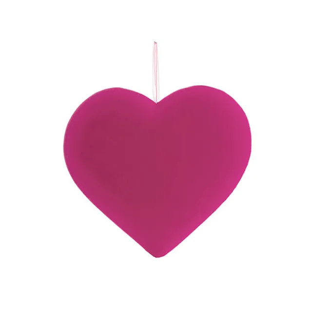 Hanging Love Heart Flocked Hot Pink (23cmD)
