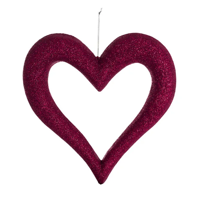 Hanging Love Heart Outline Glitter Hot Pink (24cmD)