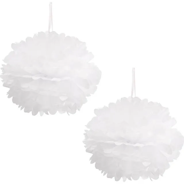 Hanging Tissue Pom Pom Pack 2 White (50cmD)