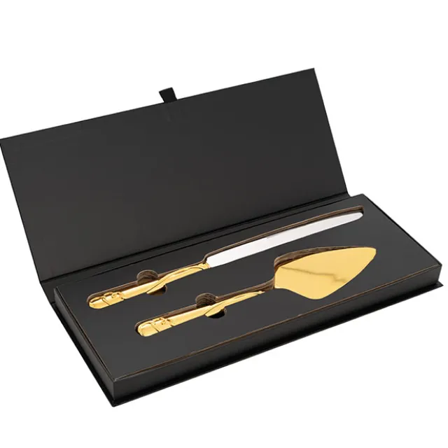 Heart Design Cake Knife Set Gold (23Wx340mmL & 73Wx275mmL)