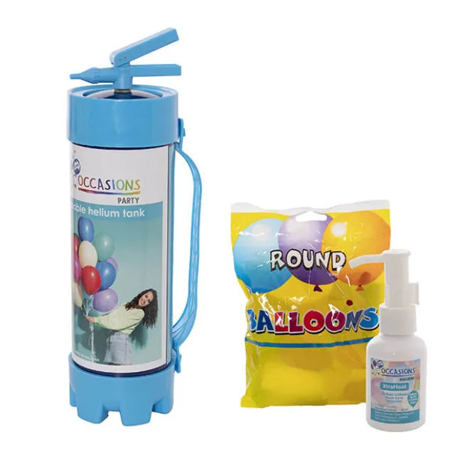 Helium Tank Latex Balloon Kit w Gel & Balloons (2.2L)
