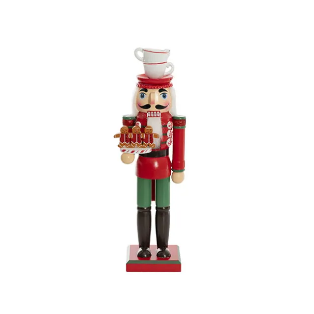Nutcracker Holding Gingerbread Man Red & Green (36cmH)