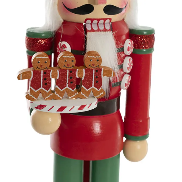 Nutcracker Holding Gingerbread Man Red & Green (36cmH)