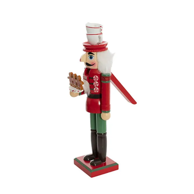 Nutcracker Holding Gingerbread Man Red & Green (36cmH)