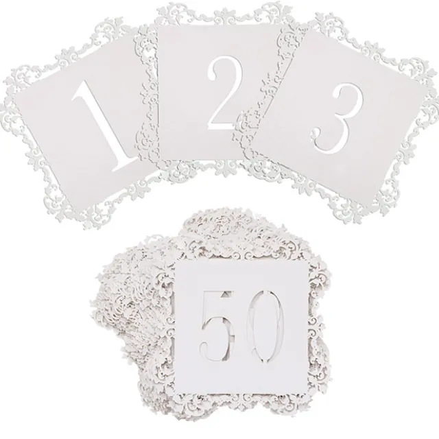 Table Numbers 1 to 50 Bordered White (10x10cmH)