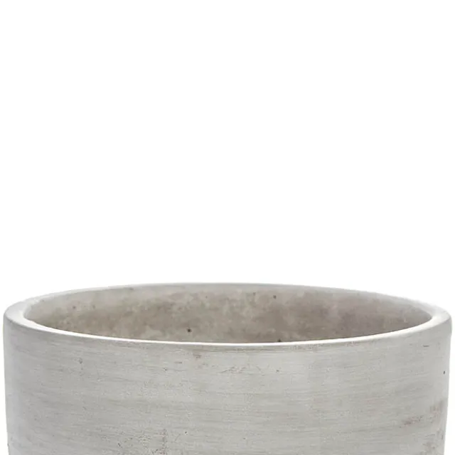 Cement Floral Cylinder Bowl Grey (20x7cmH)