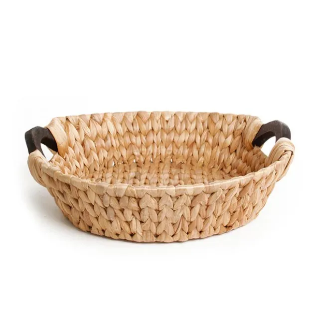 Hyacinth Tray with Handles Round Natural (35x35x10cmH)