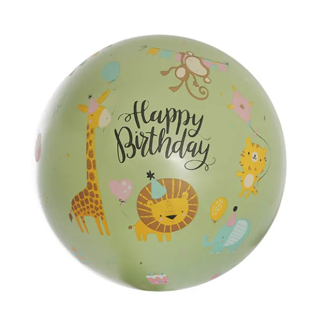 Printed Bubble Balloon 18" Happy Birthday Jungle (46cmD)