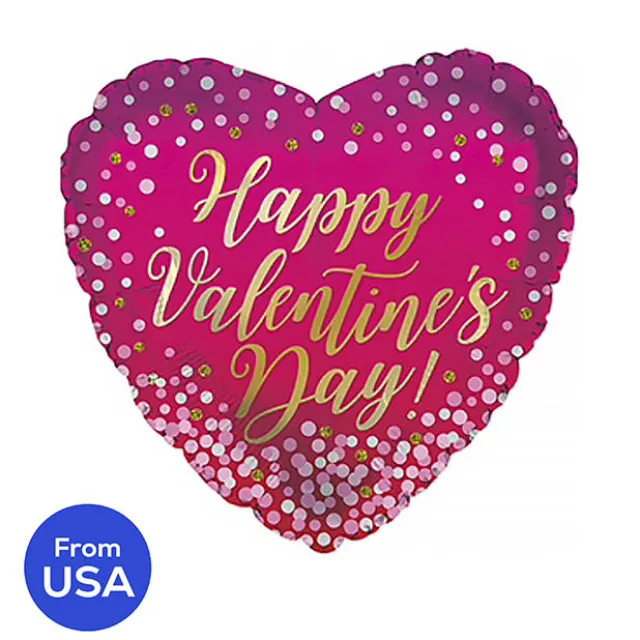 Foil Balloon 17" Happy Valentine's Day Heart Hot Pink