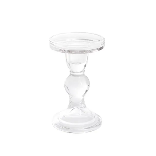 Glass Candle Holder Clear (8.5x13.6cmH)