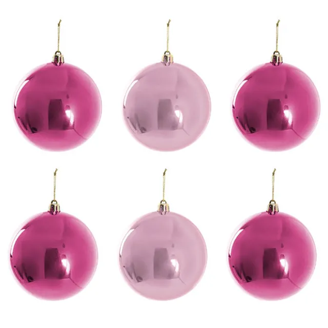Decorative Hanging Baubles Set 6 Ombre Pink (10cmD)
