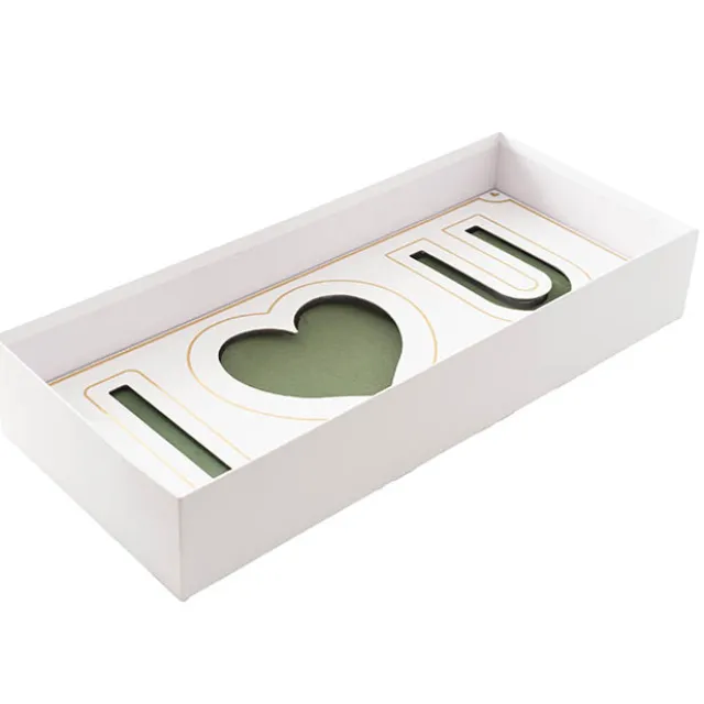 I Love U Rose Box with Foam Insert White (61x26x11Hcm)