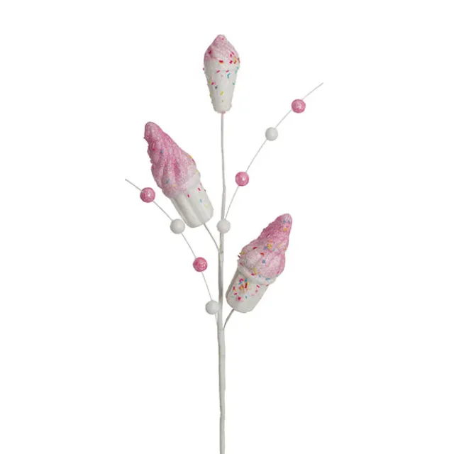Icecream Cone Spray w Sprinkles Pink & White (50cmH)
