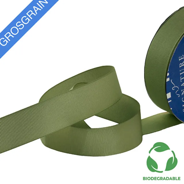 Ribbon Bio-Poly Blend Grosgrain Moss Green (25mmx25m)