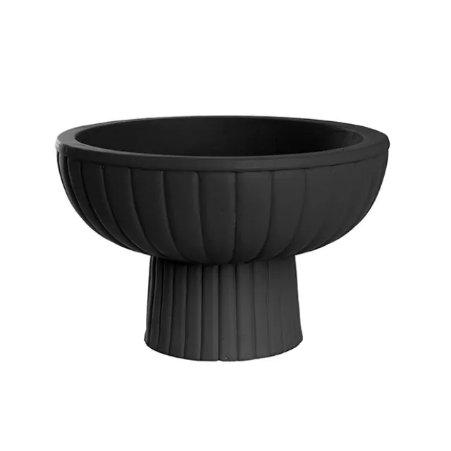 Fibreglass Compote Planter Matte Black (39cmDx25cmH)