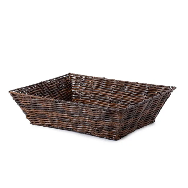 Artificial Wicker Tray Rectangle M Dark Brown (37x28x10cmH)
