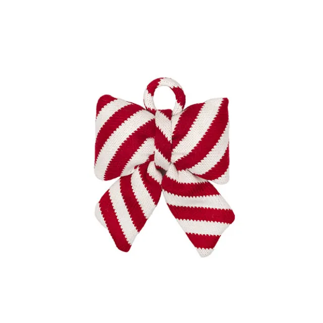 Pre-Made Bow Knit Fabric Candy Stripe Red White (13Wx20cm)