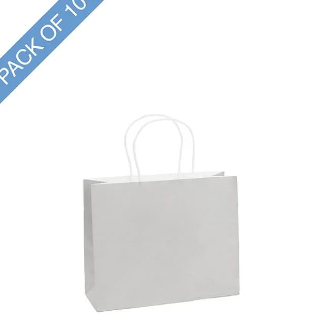 Kraft Paper Bag Boutique Medium Silver Pk10(220Wx80Gx180mmH)