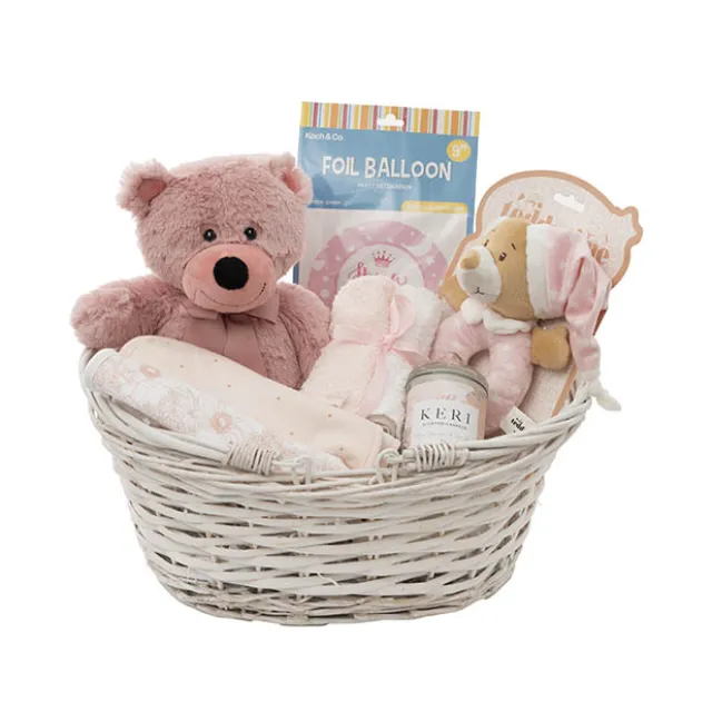 Jelly Bean Teddy Bear Gift Basket Baby Hamper Pink