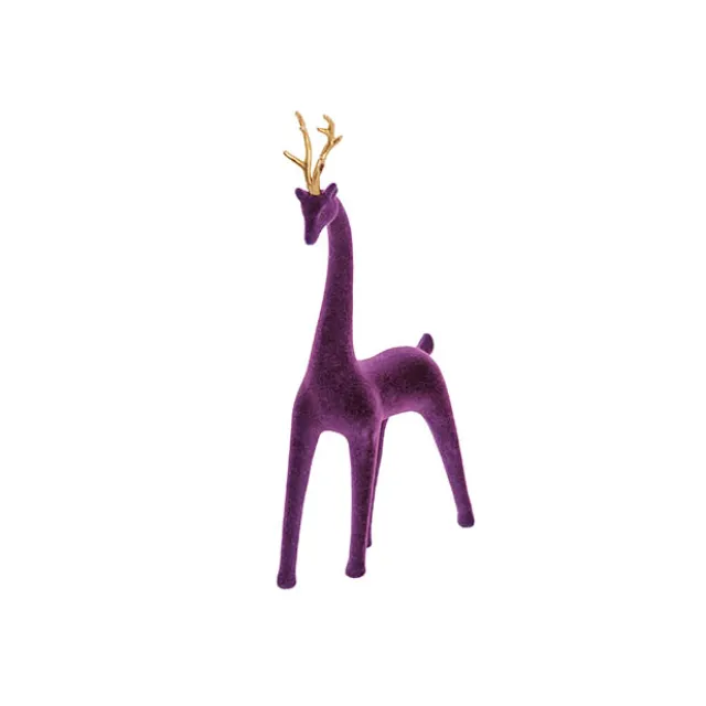 Standing Reindeer w Gold Antler Plum (35.5cmH)