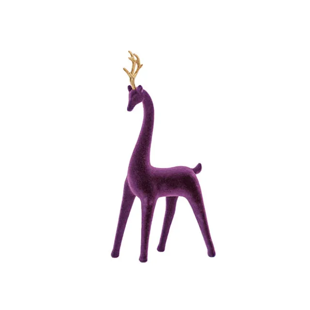 Standing Reindeer w Gold Antler Plum (35.5cmH)