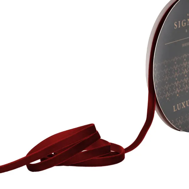 Ribbon Premium Plush Velvet Woven Edge Dark Red (10mmx20m)