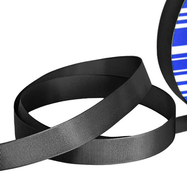 Jumbo Bulk Ribbon Grosgrain Plain Black (25mmx100m)