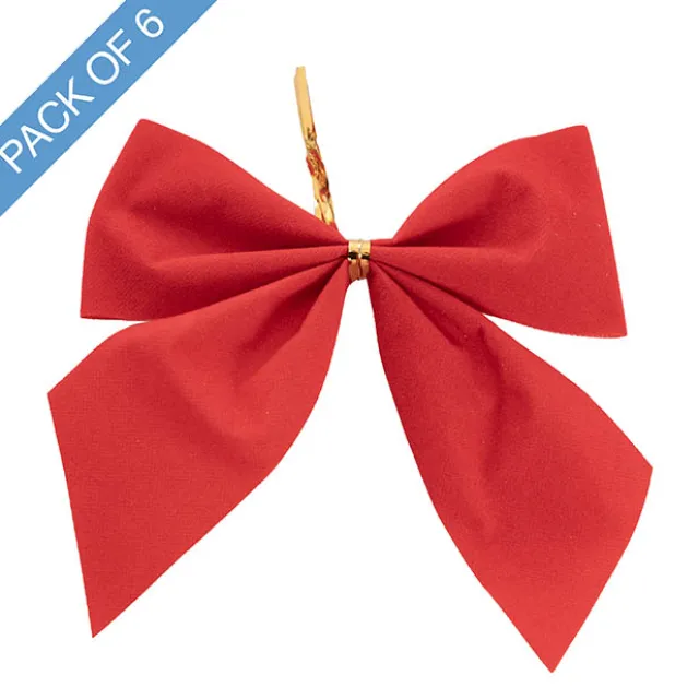 Pre-Made Bow Velvet Small Pack 6 Red (10*10cm)