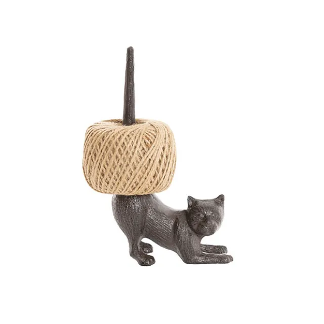 Jute String Ornamental Holder Crouching Cat (12x21cmH)