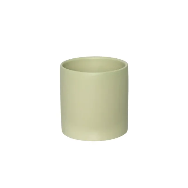 Ceramic Cylinder Pot Satin Matte Sage (12x12.5cmH)