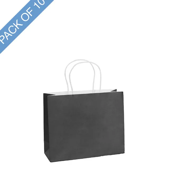 Kraft Paper Bag Boutique Med Black Pk10 (220Wx80Gx180mmH)