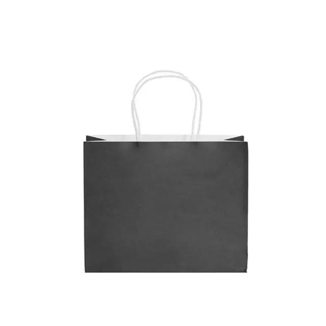 Kraft Paper Bag Boutique Med Black Pk10 (220Wx80Gx180mmH)