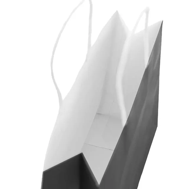 Kraft Paper Bag Boutique Med Black Pk10 (220Wx80Gx180mmH)