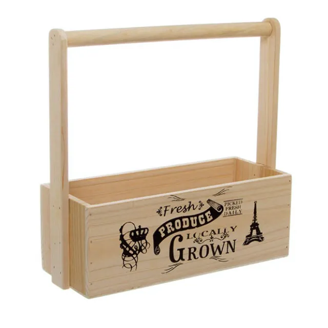 Wooden Carry Tote Fresh Produce Natural (27x11.5x10.5cmH-28)