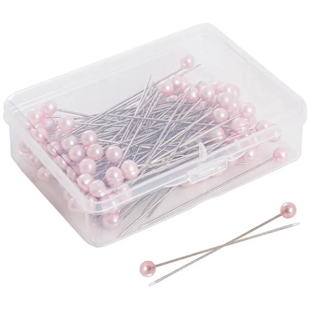 Pearl Pins Round Head Bulk 100 Pack Soft Pink (6mmx6.5cmH)