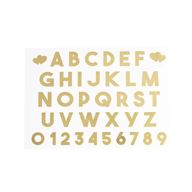 Sticker Alphabet & Numbers Pack 10 Gold (20x28cmL)