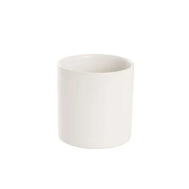 Ceramic Cylinder Pot Satin w/ Drainage Hole White 12x12cmH