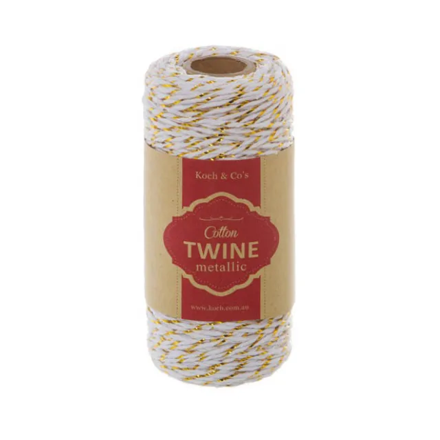 Cotton Twine 2mm X 100m Metallic White Gold