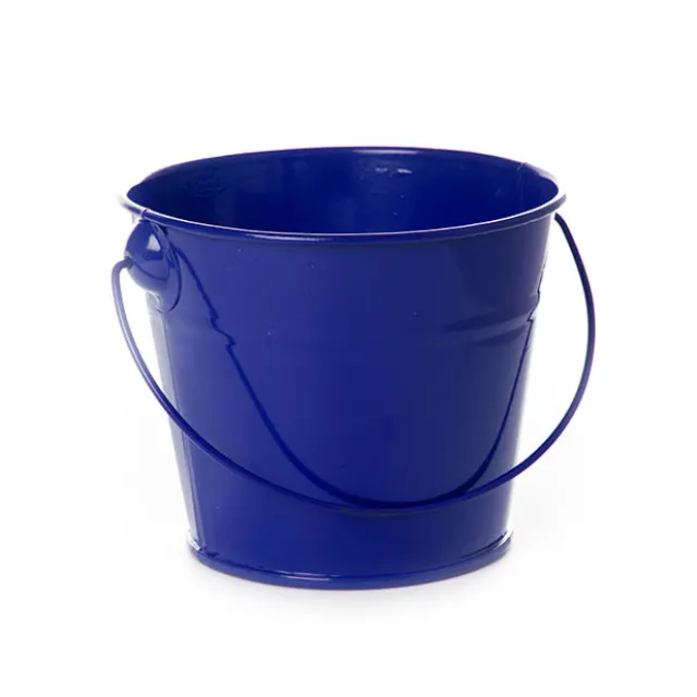 Tin Bucket with Handle Dark Blue (12.5Dx10.5cmH)
