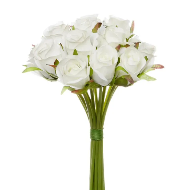 Katie Rose Bouquet with 16 Flowers White (25cmH)