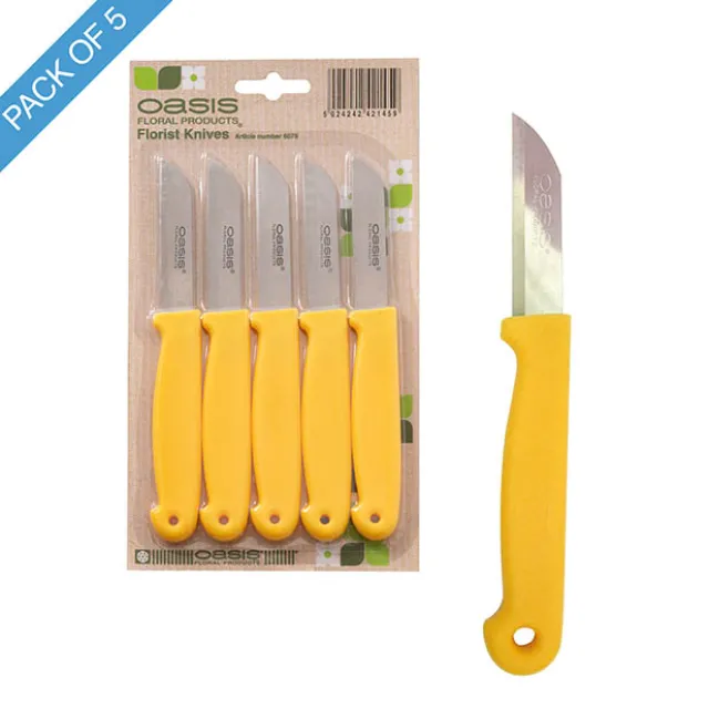 Florist Bud Knife Oasis Yellow Pack 5