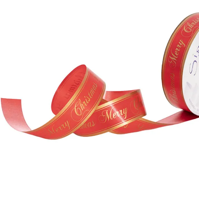 Ribbon Tear Merry Christmas Red Gold (30mmx91m)