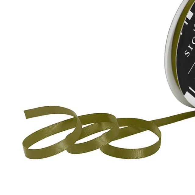 Ribbon Satin Deluxe Double Faced Olive (6mmx25m)