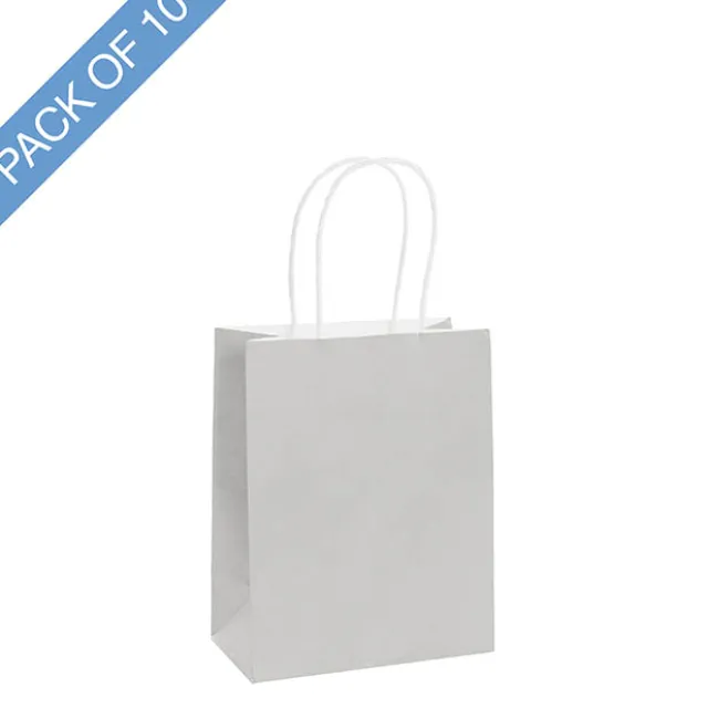Kraft Paper Bag Shopper Small Silver Pk10 (180Wx85Gx215mmH)