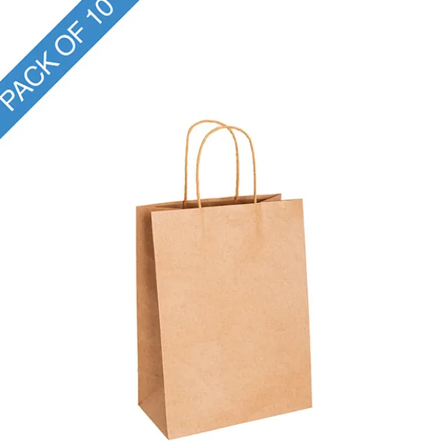 Kraft Paper Bag Shopper Small Brown Pk10 (180Wx85Gx215mmH)