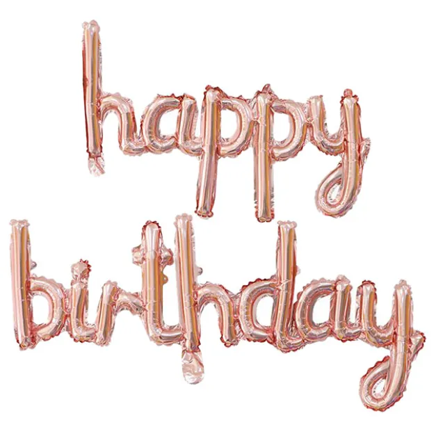 Foil Balloon Happy Birthday Rose Gold (45x85cm & 45x124cm)