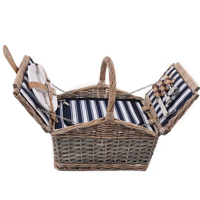2 Person Flip Top Picnic Basket Brown (38x26x18cmH)